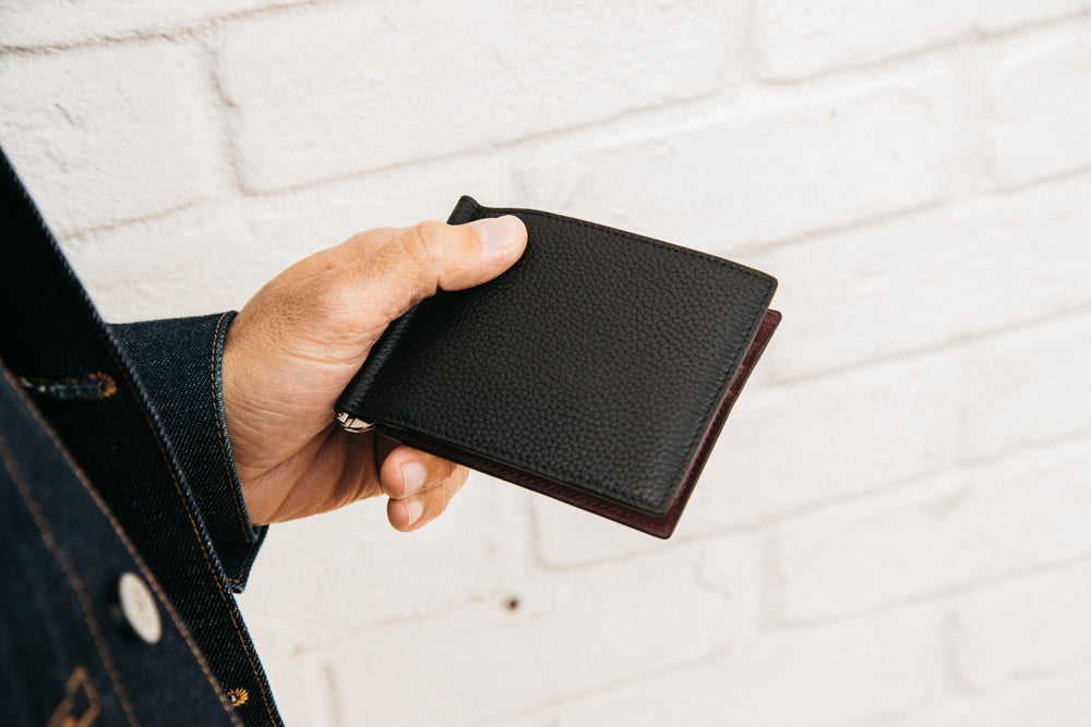 Nappa Leather Slim Bifold Wallet with Money Clip 